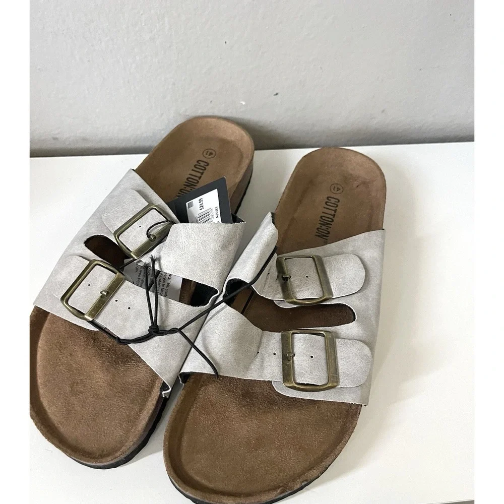 COTTON ON Double Buckle Sandal‎ Mens US 8 EU 41 Grey Unisex